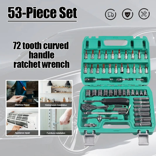 Lyuwo Professional Motorcycle Repair Tools 53 Piece Ratchet Wrench and Stainless Steel Set