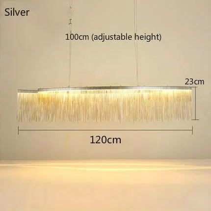 Ceiling Chandelier Gold Chains Remote Modern Tassel Aluminum Chain LED Pendant Light Kitchen Living Room Hanging Lamp