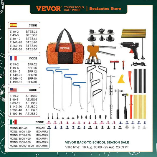 VEVOR Paintless Dent Removal Rods Stainless Steel Car Dent Repair Kit Glue Puller Tools for Auto Door Dings