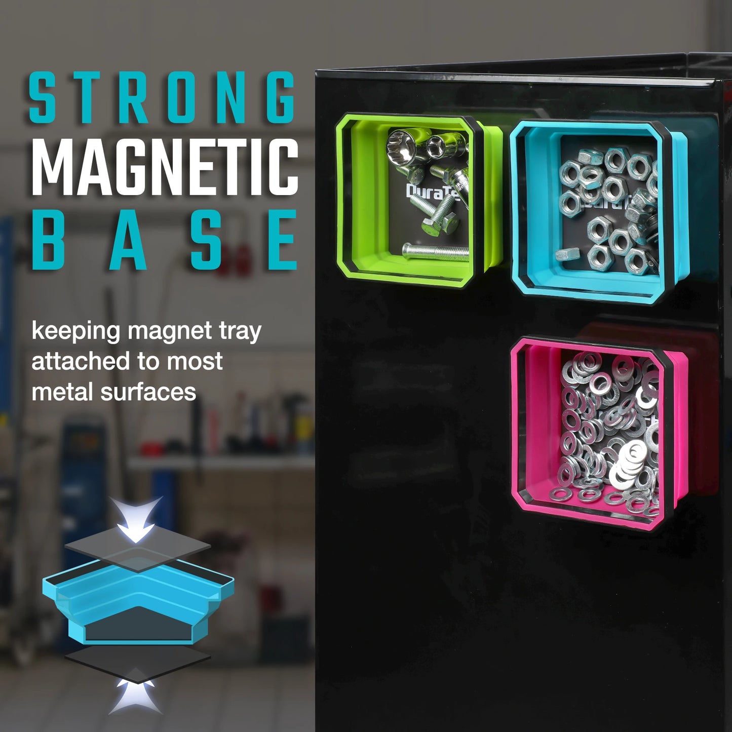 DURATECH Magnetic Foldable Parts Tray Set 3 Pack Silicone Tray