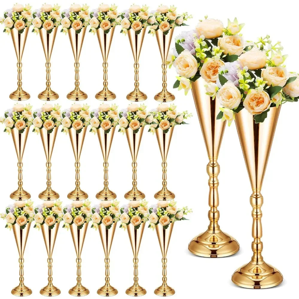 20 Pcs 16.5 Inches Tall Gold Vase Centerpiece Tabletop