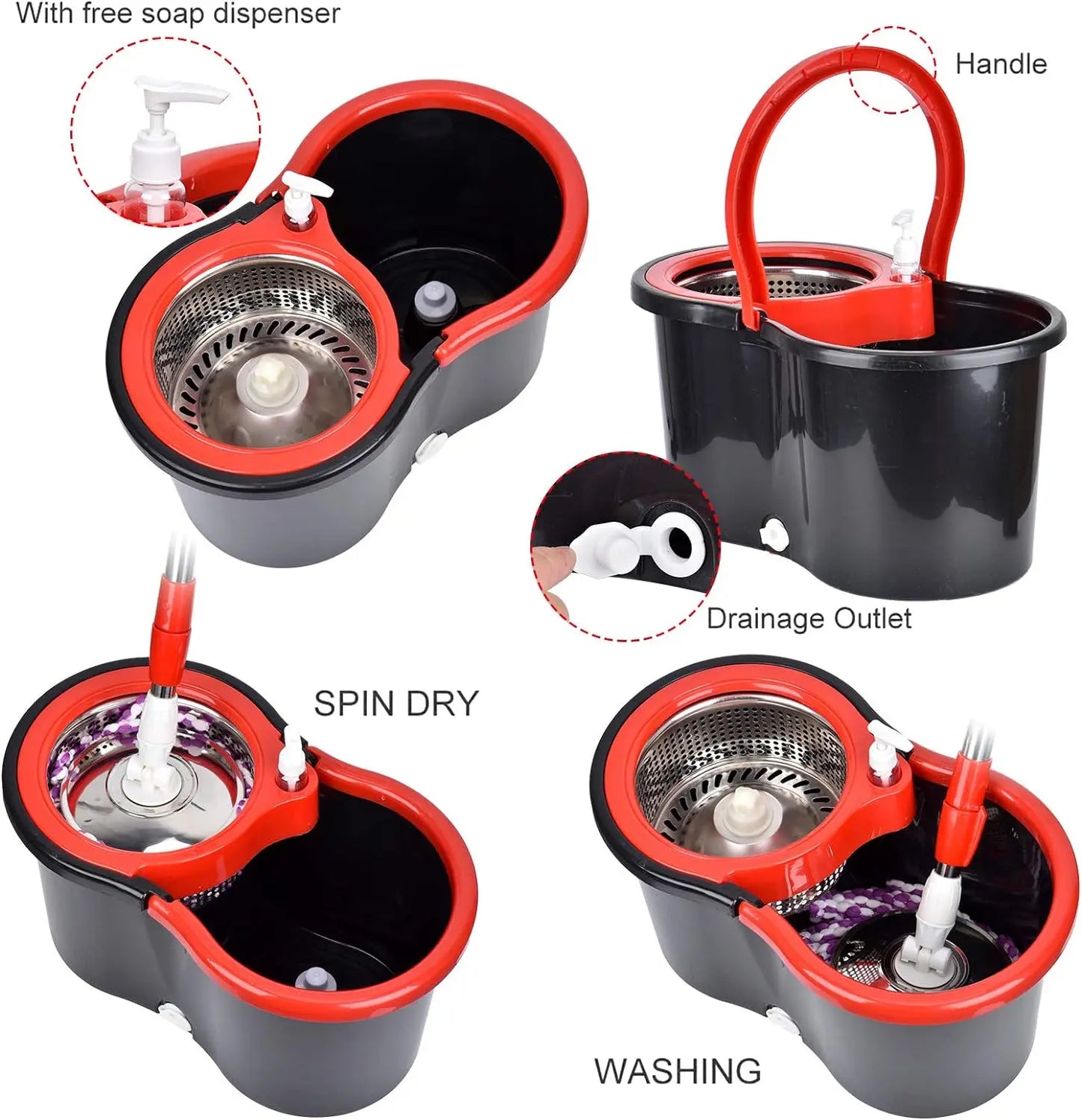 360° Spin Mop Bucket Sets with Wring System