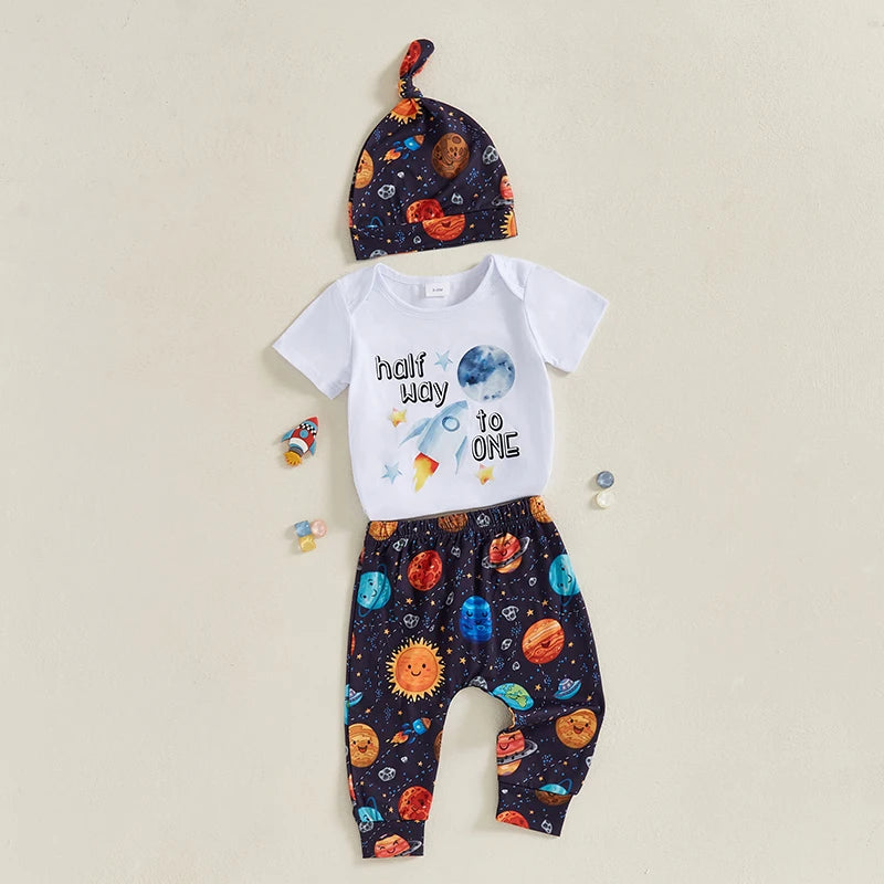 Baby Girl Half Birthday Outfits Floral Print Bodysuit Set