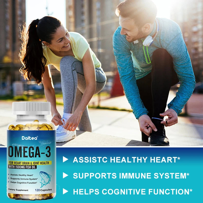 Daitea OMEGA-3, fish oil Including EPA and DHA, Helps Brain, Heart, Immune System,