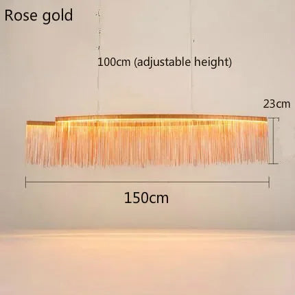 Ceiling Chandelier Gold Chains Remote Modern Tassel Aluminum Chain LED Pendant Light Kitchen Living Room Hanging Lamp