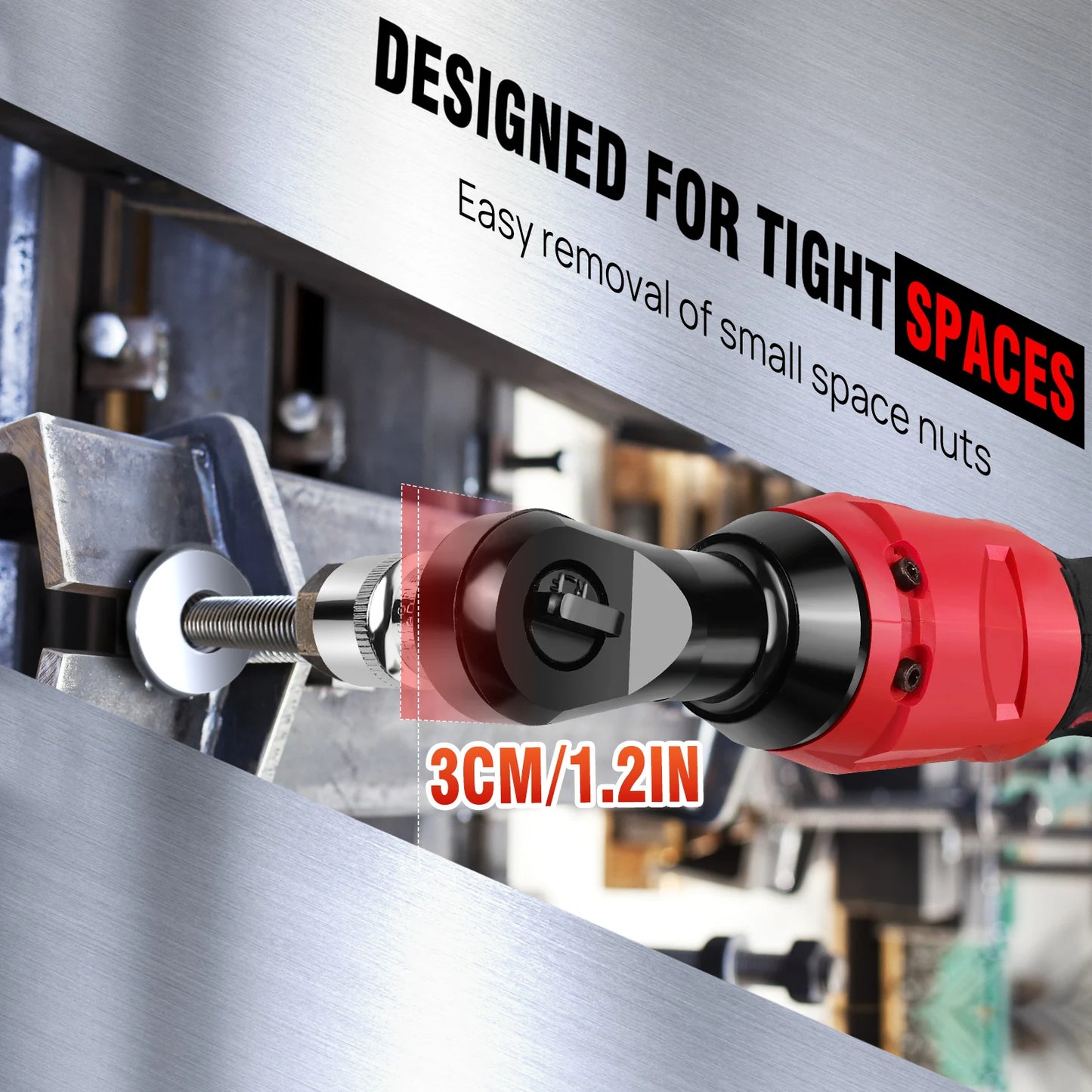 DayPlus 200NM 3/8 Inch Cordless Electric Ratchet Wrench 90 Degree Angle Wrench 12V Power Tool with 2 Batteries and Charger and 7 Socket Set