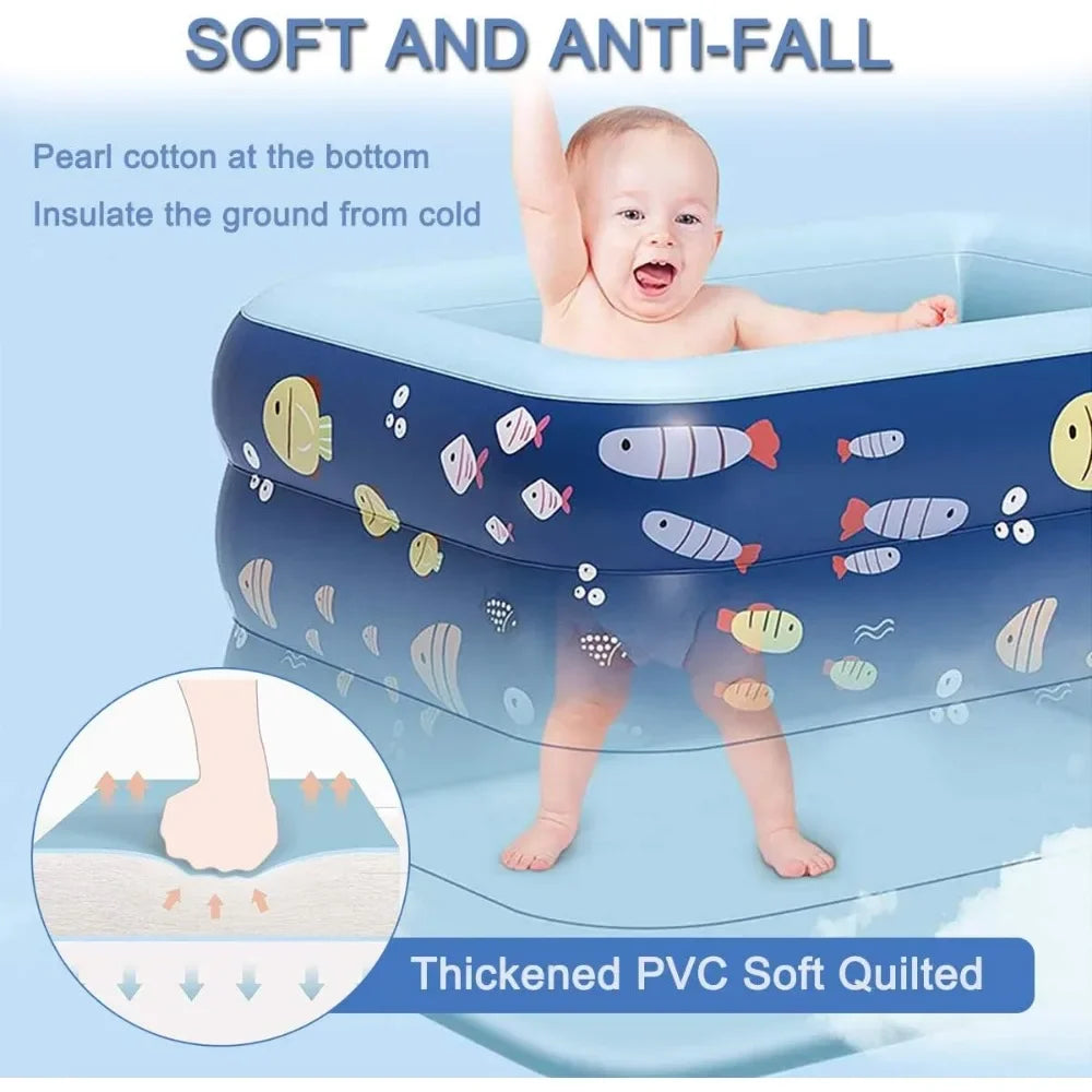 Deep Sea Blue Wireless Inflatable Family Pool for Kids