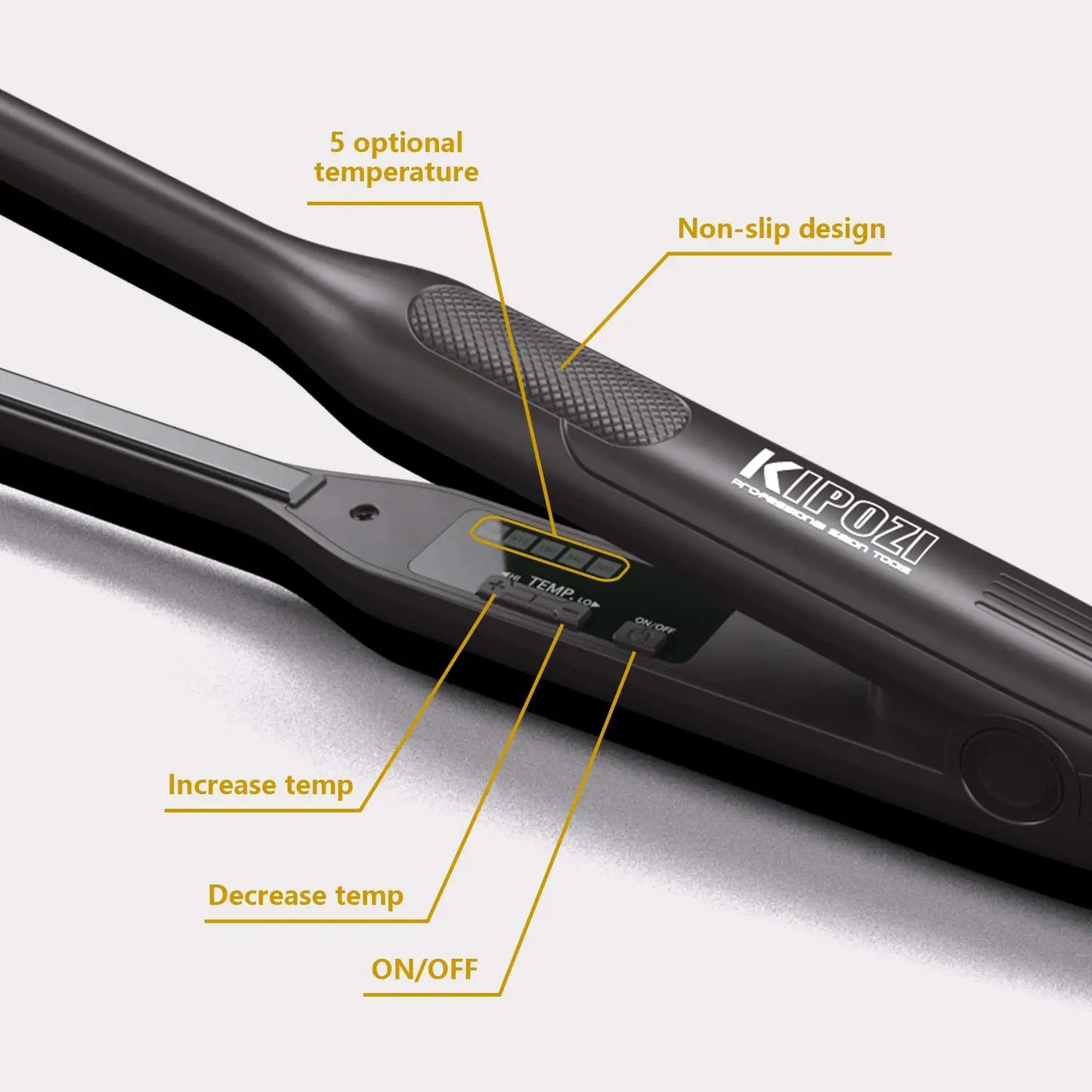 KIPOZI Titanium Small Hair Straightener Short Hair Pixue Cut Titanium Dual Voltage Flat Hair Iron Thin Pencil Beard Straightener