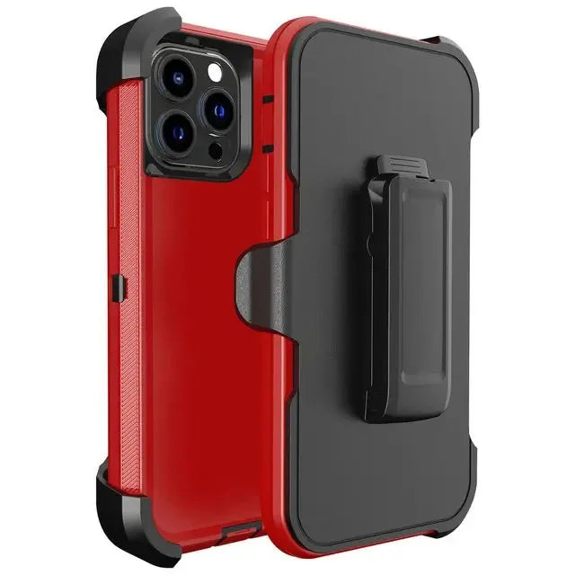 3 In 1 Heavy Shockproof PC TPU Rugged Phone Case with Belt Clip for iPhone 14 13 12 11 15 16 Pro Max Mini XR XS Max X SE 7 8 Plus