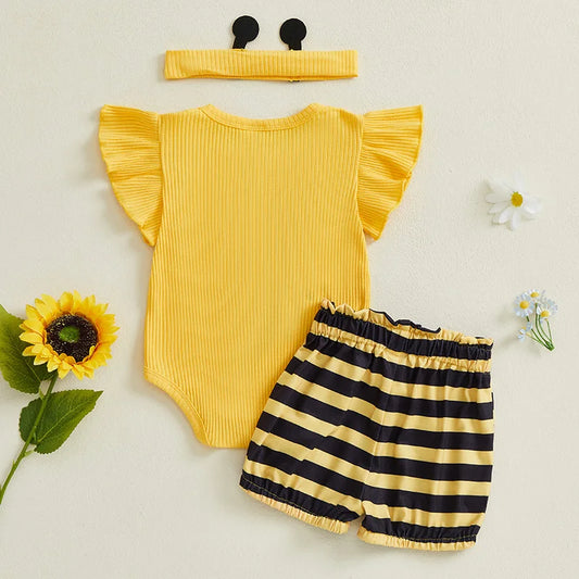 Toddler Girl Floral Print Sleeveless Romper Ruffle Shorts Set