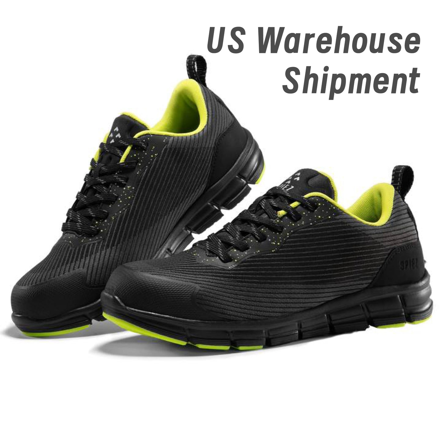 Spiez Women's Waterproof Safety Shoes Composite Toe Lightweight Anti Slip Work Sports Shoes Black Green US4-13