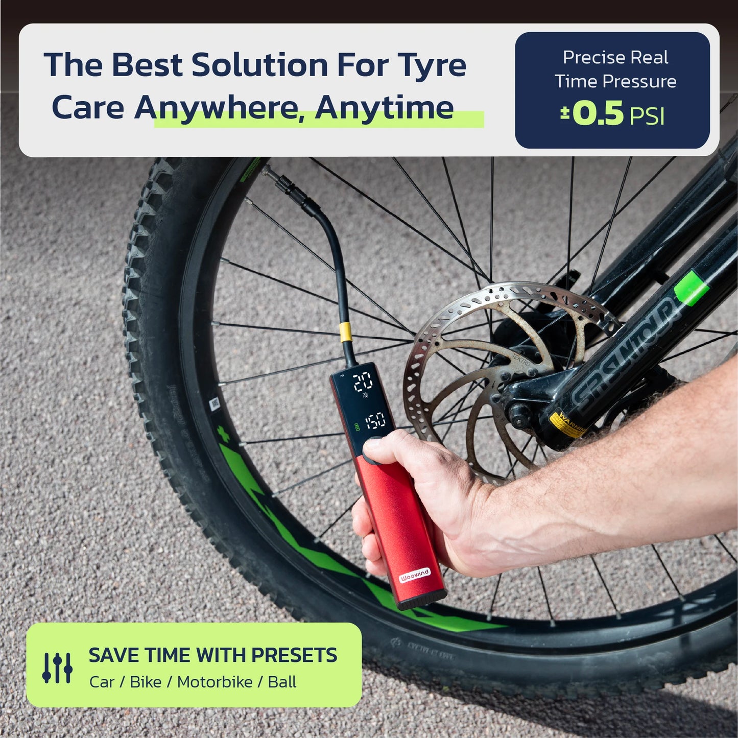 The Pro Electric Bicycle Pump Tire Inflator Portable Air Compressor - 150 PSI