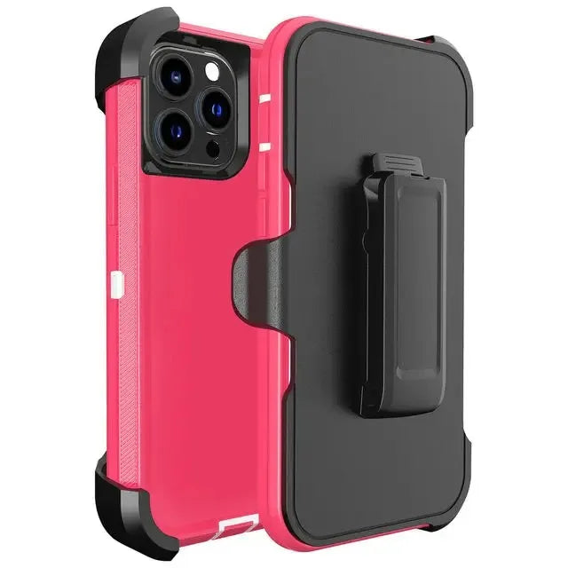 3 In 1 Heavy Shockproof PC TPU Rugged Phone Case with Belt Clip for iPhone 14 13 12 11 15 16 Pro Max Mini XR XS Max X SE 7 8 Plus