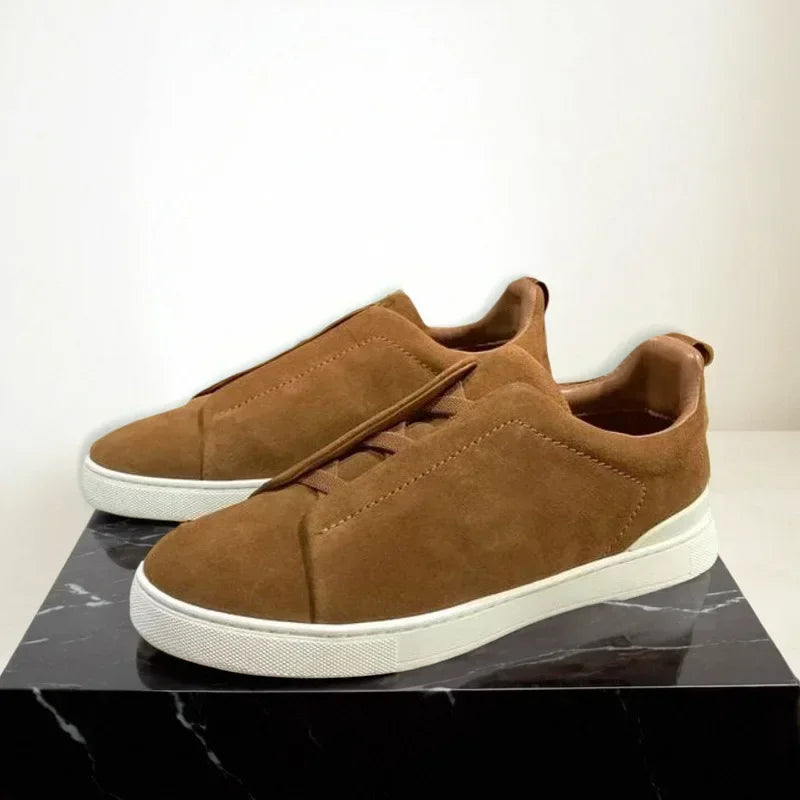 2025 Luxury Mens Casual Shoes Triple Stitch Suede Leather Sneakers