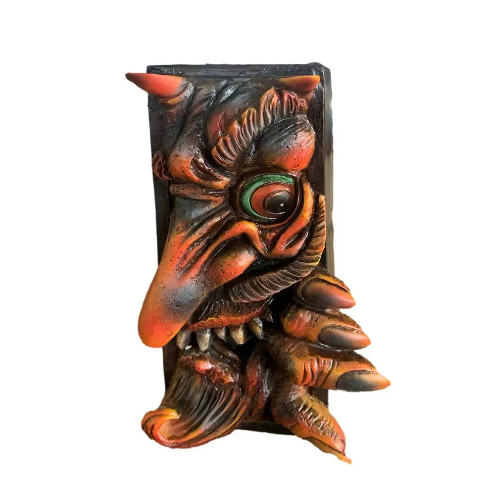 Horror Peeping On The Bookshelf Halloween Human Face Resin Bookends