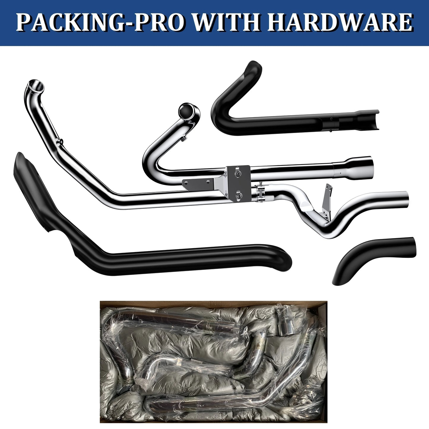 Sharkroad True Dual Header Exhaust for Harley 2017 Up Touring Road King Street Glide Road Glide Head Pipes Upgrade