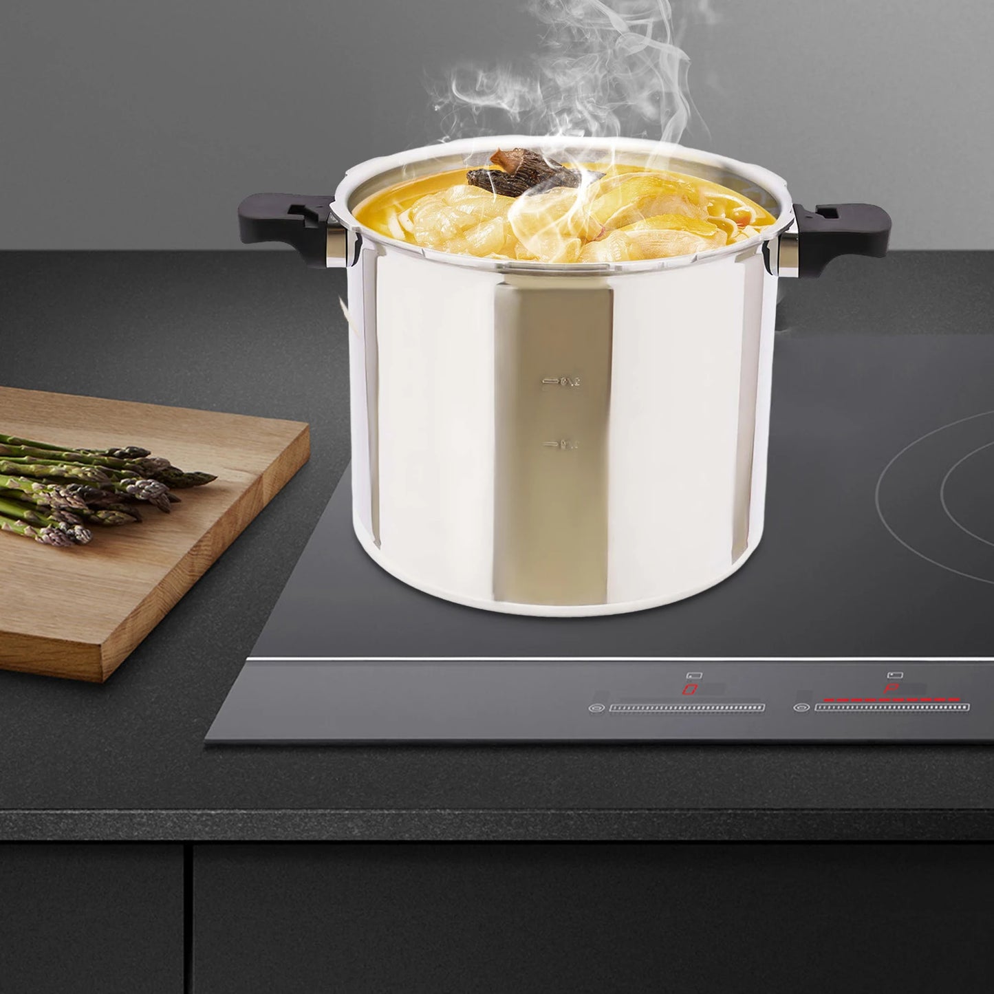 22L Large Capacities Pressure Cooker 90Kpa Commercial Stainless Steel Explosion-Proof Pressure Cooker For Gas Stoves 32*28cm