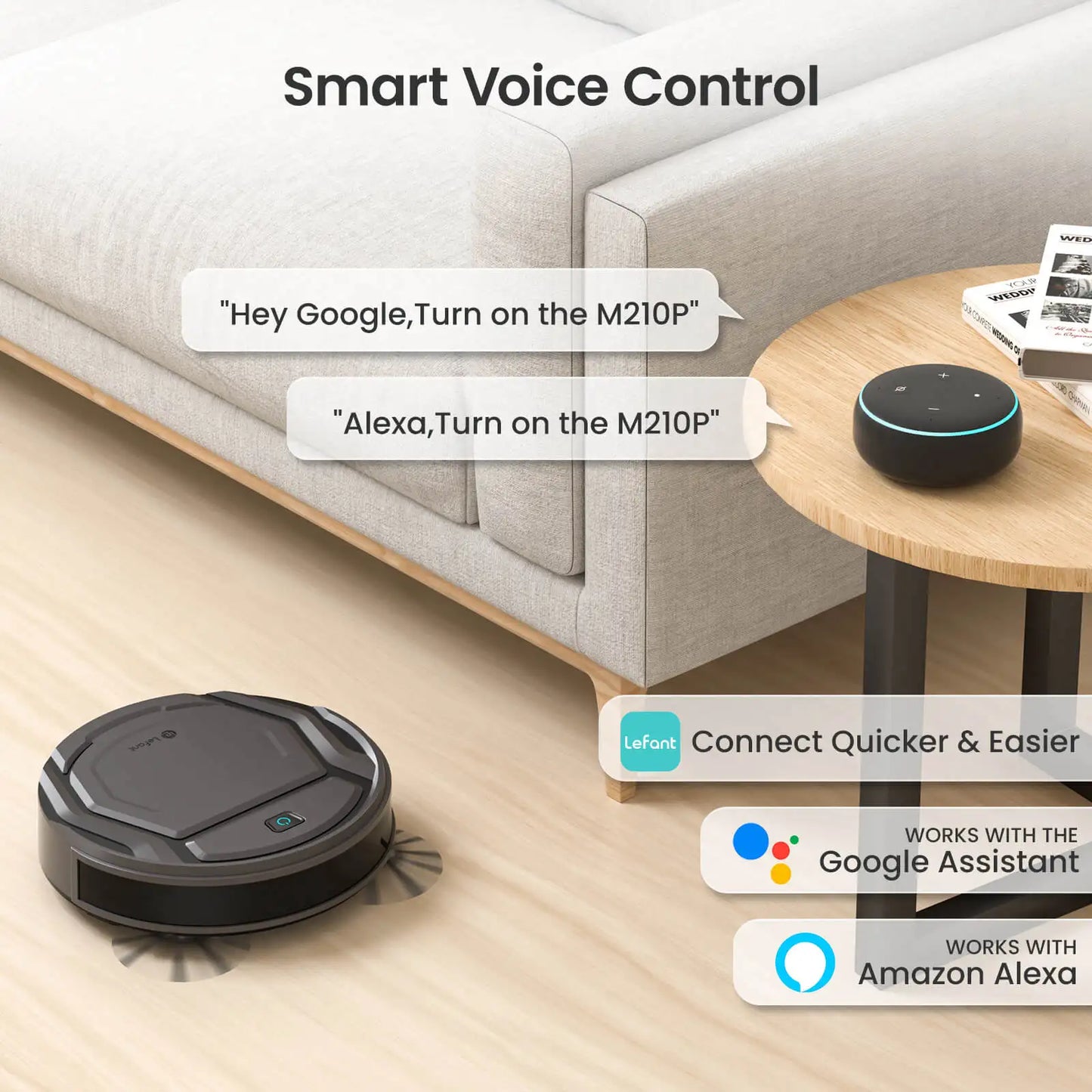 Lefant M210Pro Robot Vacuum Cleaner 2-in-1 Suck and Sweep Mini App Control with Alexa and Google Home 6 Cleaning Modes for Pet Hair and Hard Floors