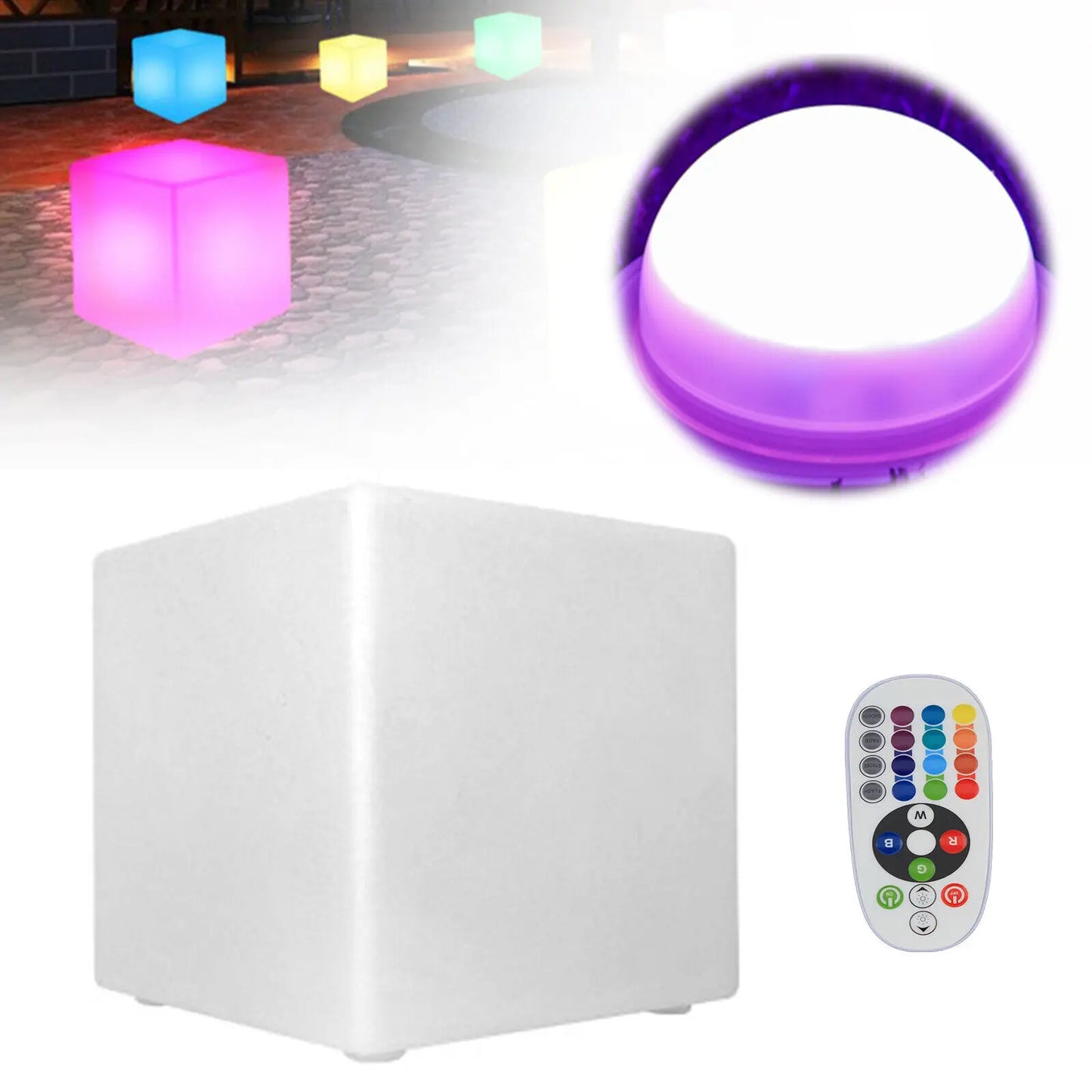 Loyalheartd 17 Inch LED Cube Light Pub Bar Stool 16 RGB Color Changing Chair Light with Remote Control Atmosphere Lamp