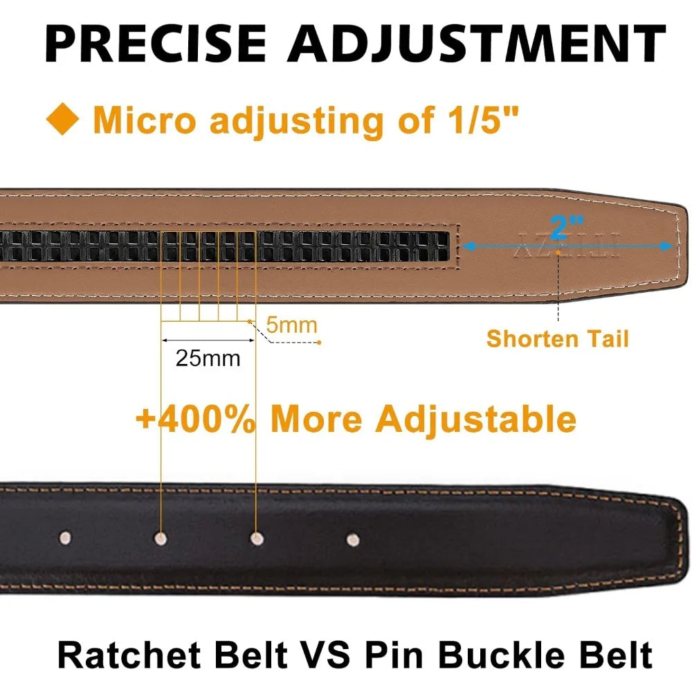 Mens Ratchet  Leather belt Adjustable  - 1 3/8"