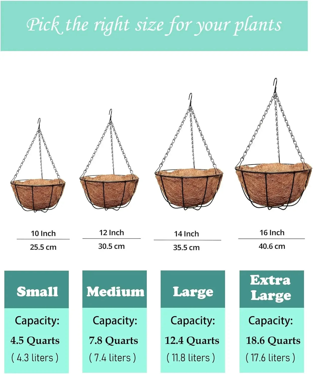 Garden Hanging Baskets 16 Inches Traditional Style Pack of 4