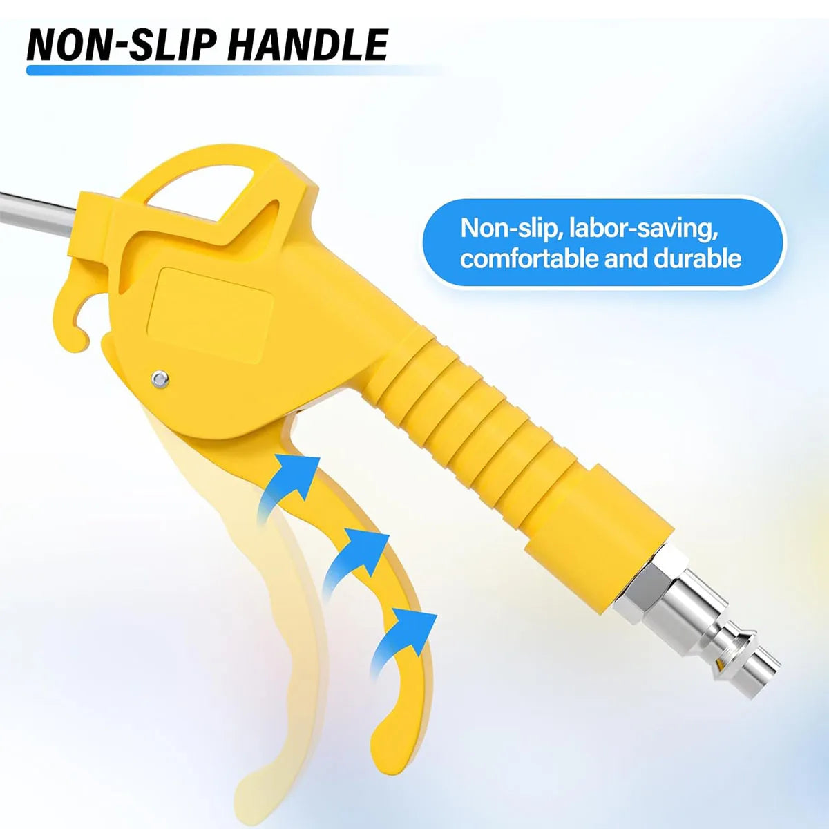 Air Blow Gun High Flow Air Blower Gun for Compressor with Angled Bent Nozzle Long Style Available in Three Colors