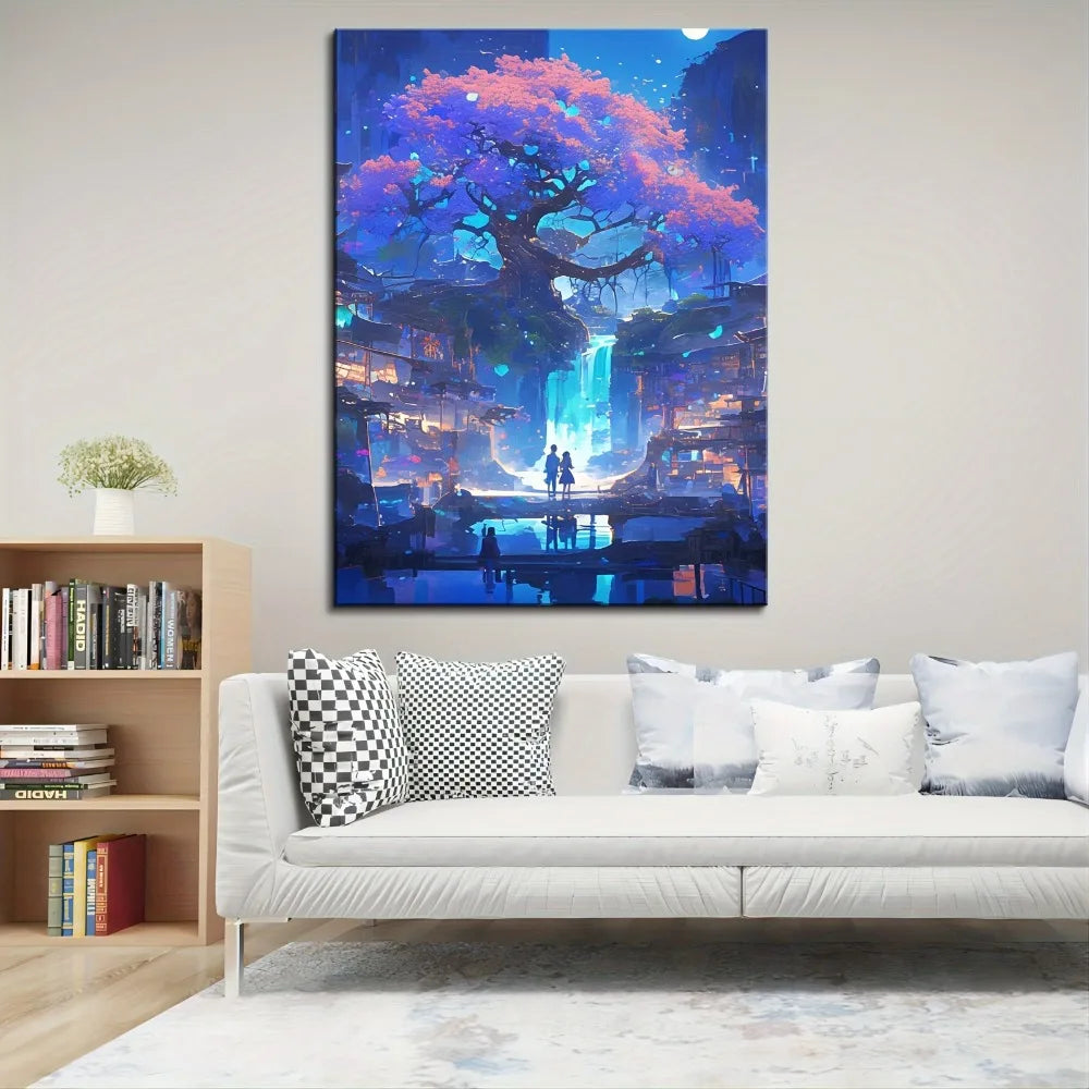 Cherry Blossom Japanese Art Room Aesthetic Poster Gift Wall Art Decoration Printed Poster 1.5 Inch Thick Pine Frame