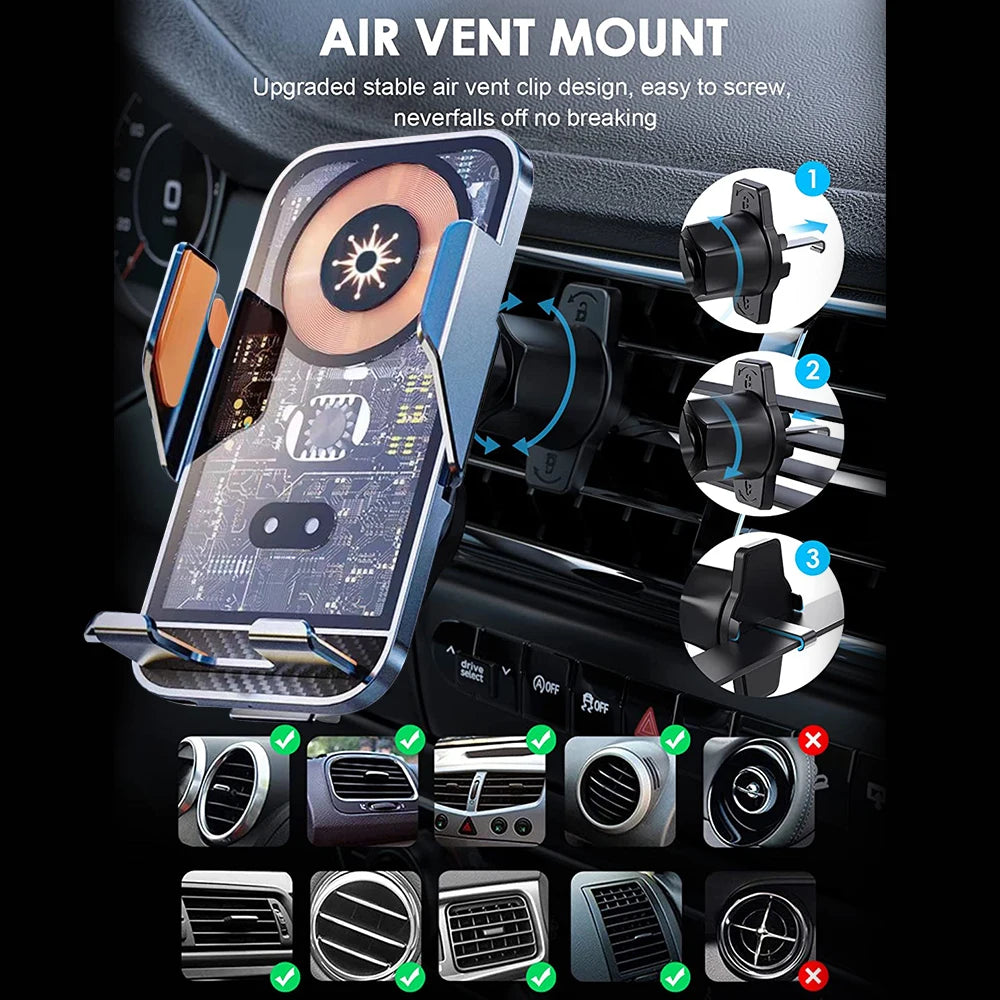 15W Car Wireless Charger Infrared Automatic Clamping Fast  Mount Stand