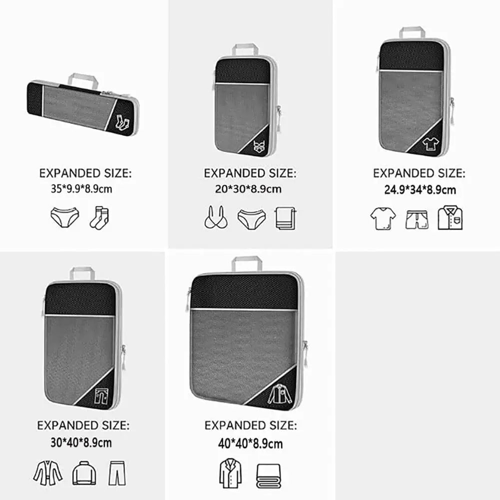 Compression Packing Cubes 5 Pack Luggage Packing Cube for Travel Ultralight Suitcase Organizer Bags Set with Double Zipper and Handle