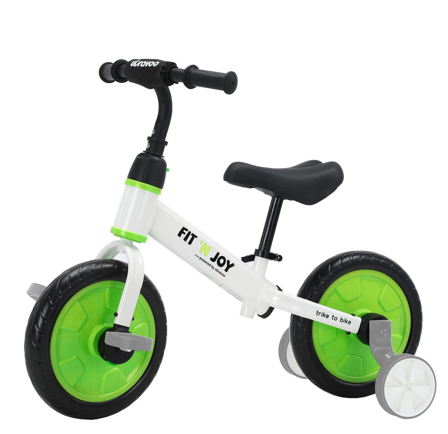 Ubravoo Fit N Joy Beginner Toddler Training Bicycle for Boys Girls 2 to 4 Years 4 in 1 Kids Balance Bike with Pedals and Training Wheels