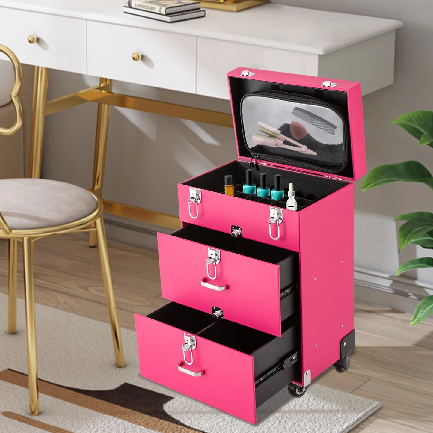 Makeup Train Case Cosmetic Professional Makeup Storage Organizer