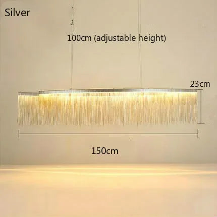 Ceiling Chandelier Gold Chains Remote Modern Tassel Aluminum Chain LED Pendant Light Kitchen Living Room Hanging Lamp