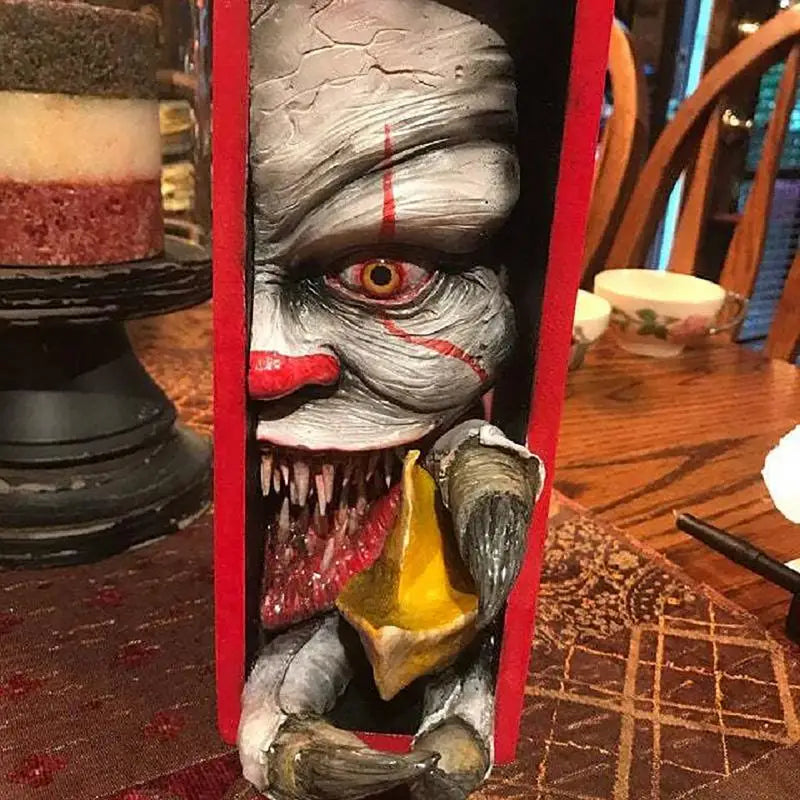 Horror Peeping On The Bookshelf Halloween Human Face Resin Bookends