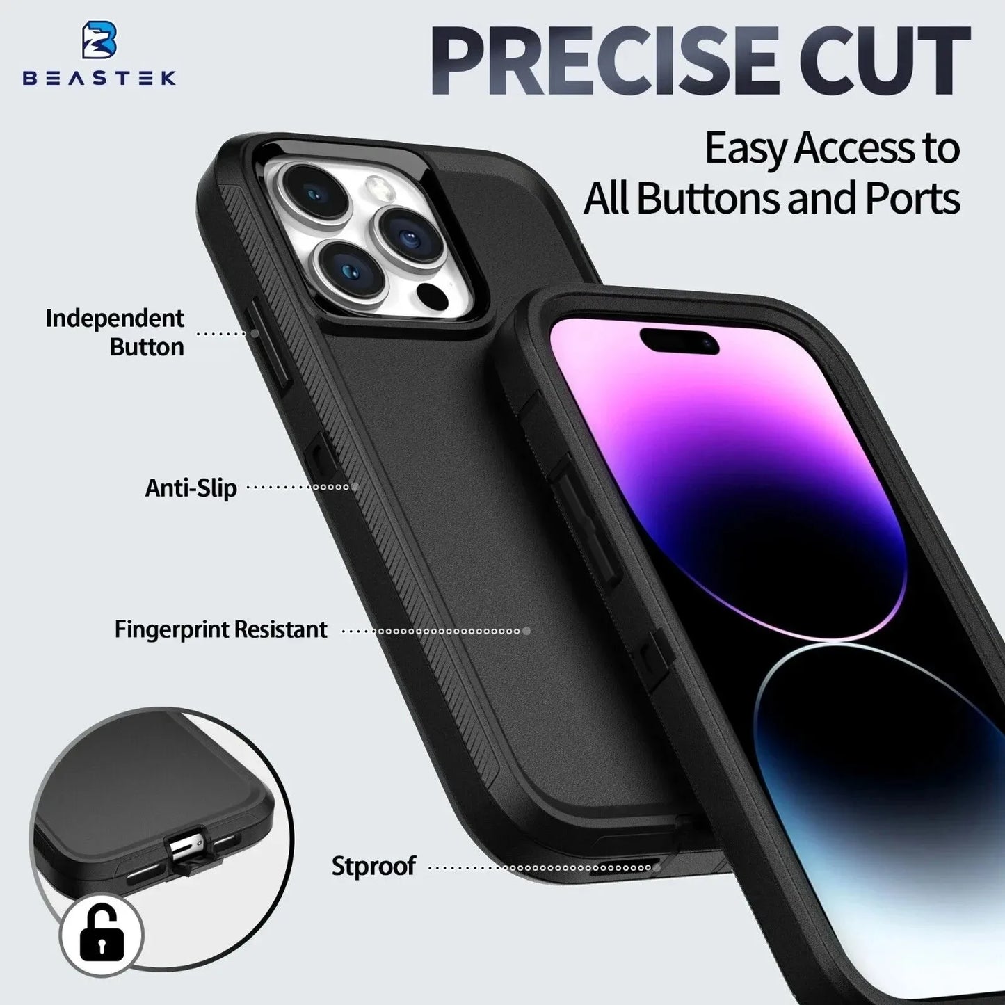3 In 1 Heavy Shockproof PC TPU Rugged Phone Case with Belt Clip for iPhone 14 13 12 11 15 16 Pro Max Mini XR XS Max X SE 7 8 Plus