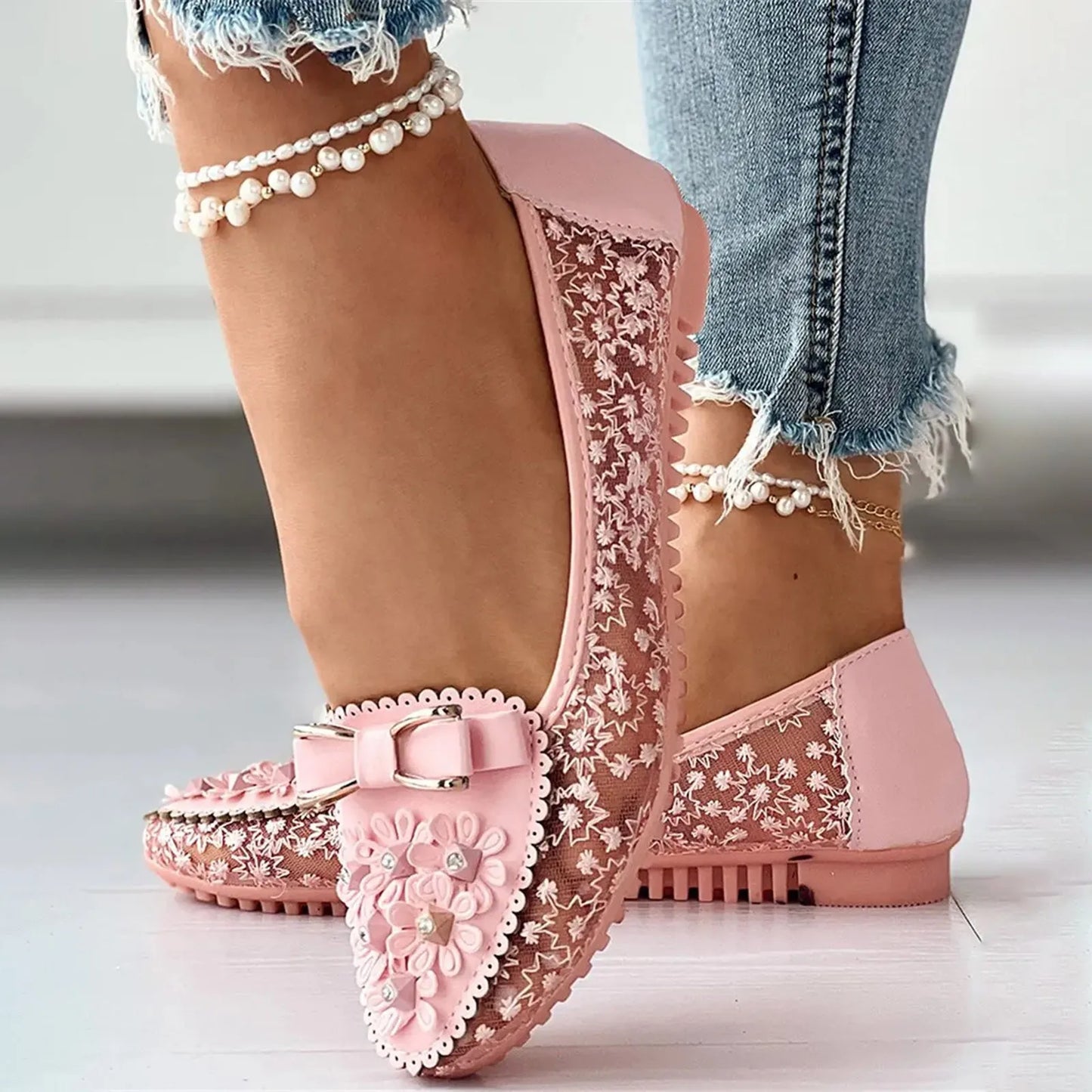 Women's Leather Shoes Soft Sole Women Summer Single Shoes Slip On Shallow Mouth Sandals Elegant Office White Female Footwear