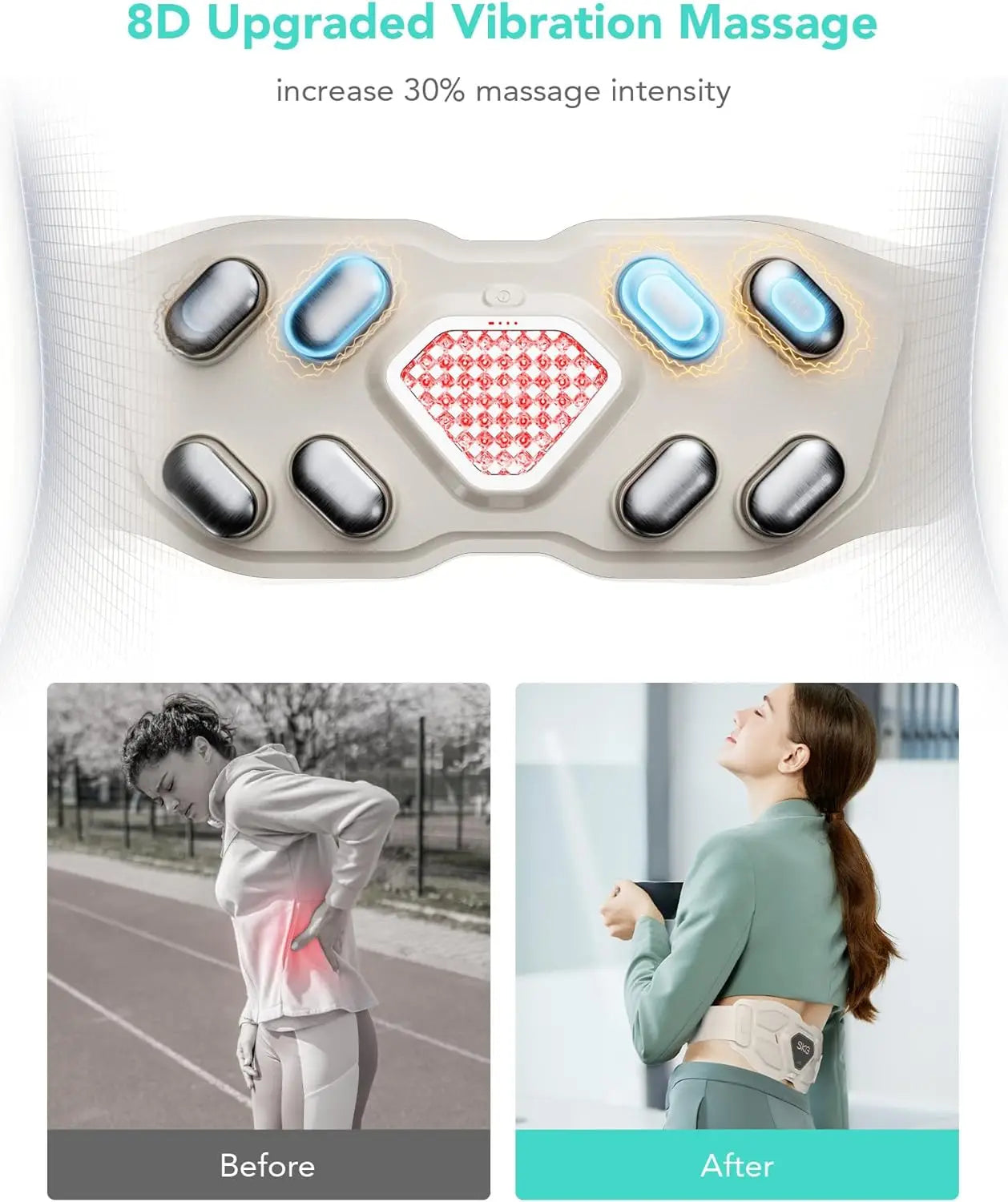 SKG Lower Back Massager for Pain Relief Adjustable Cordless Heating Pad Infrared Vibrating Back Massager Waist Lumbar Belt Gift