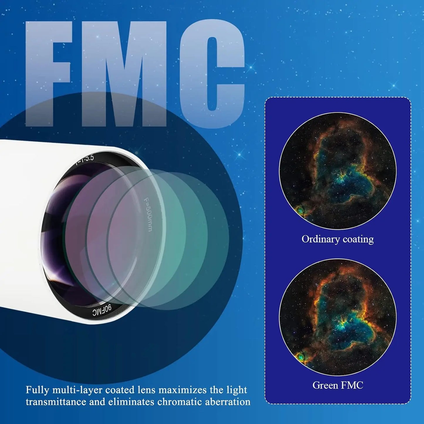 Svbony SV48P OTA Astronomical Telescope Dual Speed Focuser 90mm Aperture F5.5 Refractor for Deep Sky Astrophotography