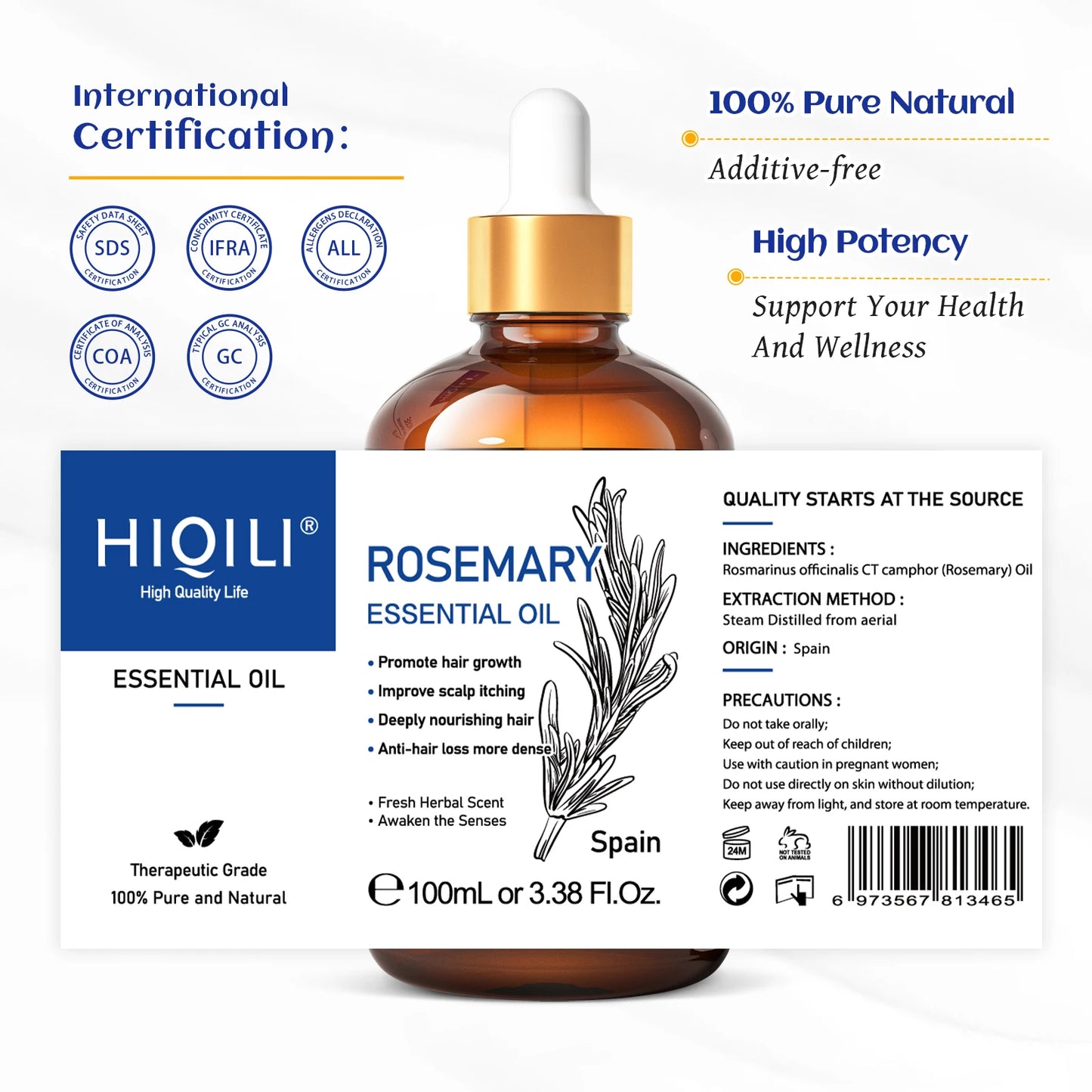 HIQILI Rosemary Jasmine Lavender Mint Essential Oils for Hair Care