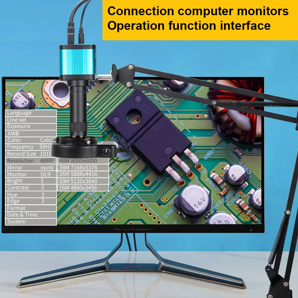 150X Zoom Lens Electronic Digital Microscope 4K 48MP Soldering Camera HDMI USB IMX327 Microscope Tools Ring Light Stand Repair