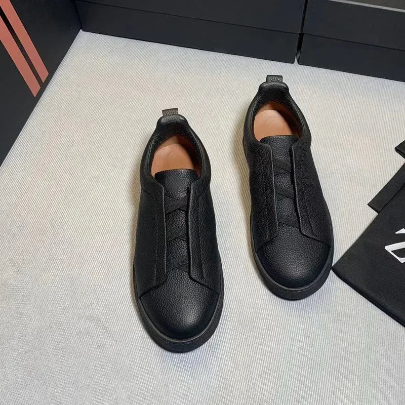 2025 Luxury Mens Casual Shoes Triple Stitch Suede Leather Sneakers