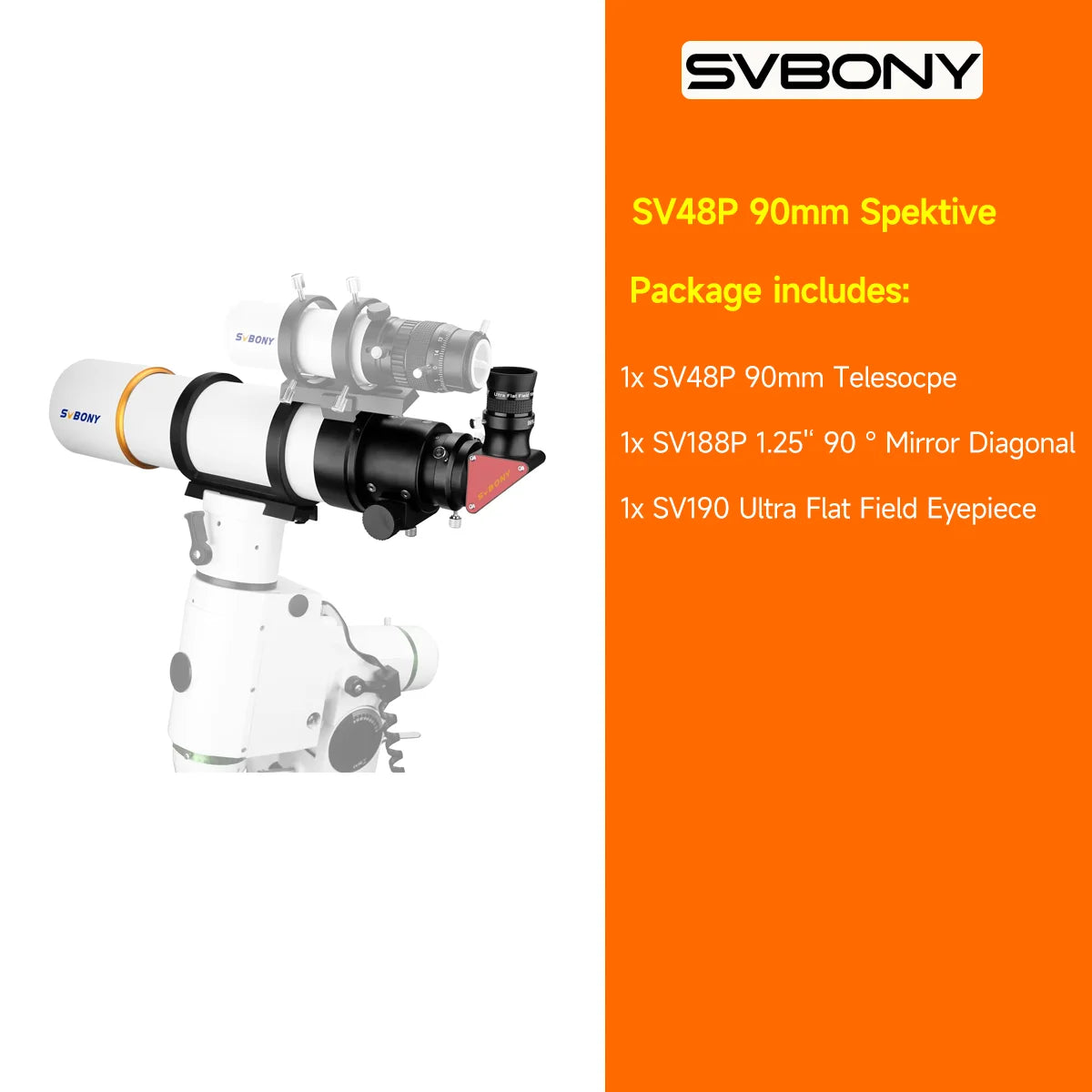Svbony SV48P OTA Astronomical Telescope Dual Speed Focuser 90mm Aperture F5.5 Refractor for Deep Sky Astrophotography