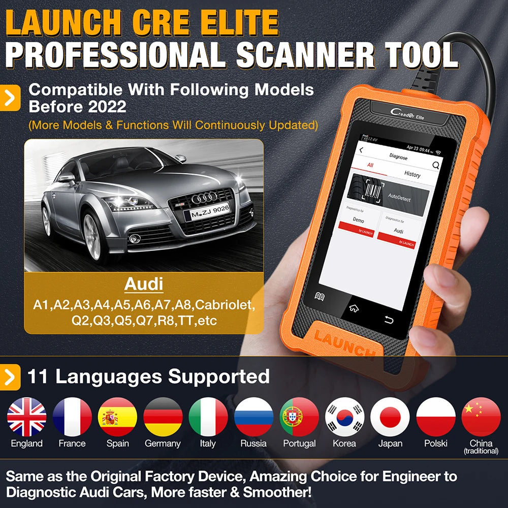 Lifetime Free Update Launch X431 Elite Car Diagnostic Tool Full System Scanner ECU Coding 31 Reset Service for Audi Benz BMW GM