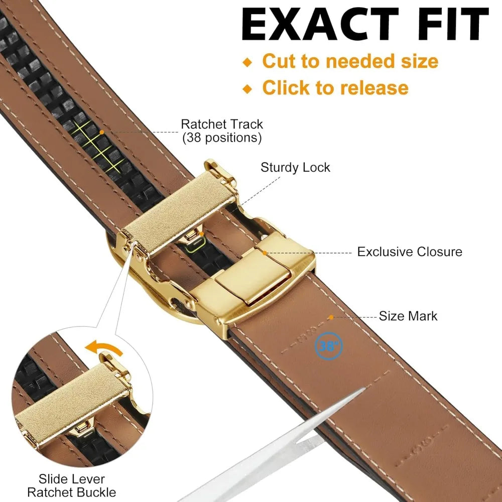 Mens Ratchet  Leather belt Adjustable  - 1 3/8"