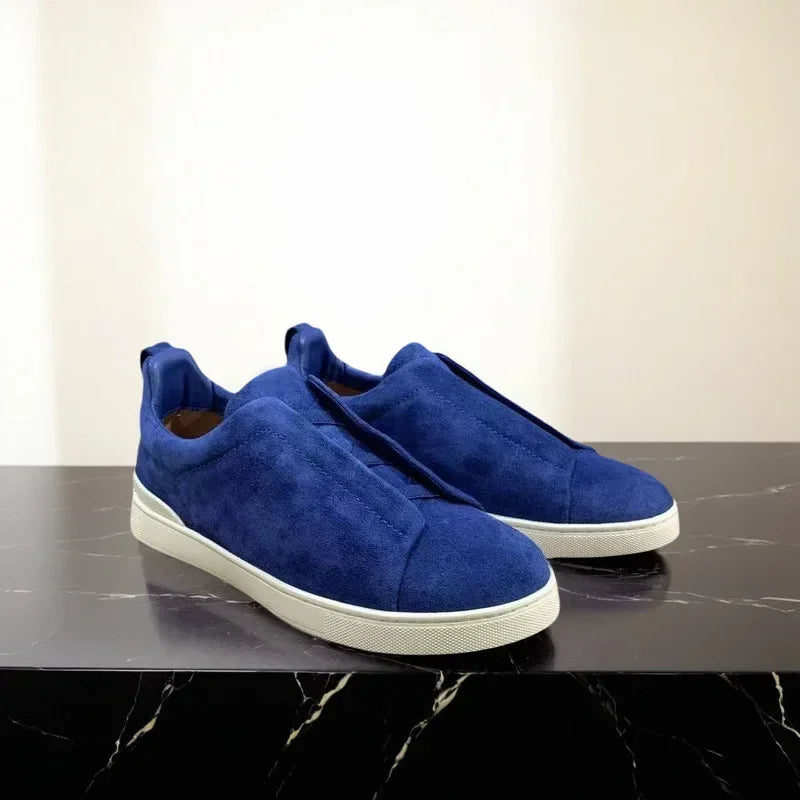 2025 Luxury Mens Casual Shoes Triple Stitch Suede Leather Sneakers