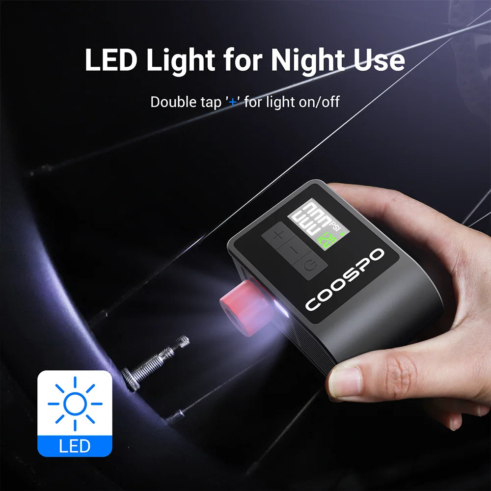 COOSPO Mini Electric Air Pump Portable Digital Inflator Road Bike Accessories