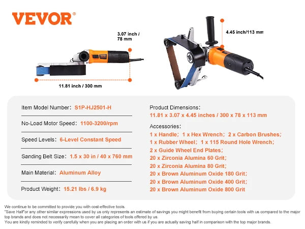 SucceBuy Pipe Tube Polisher Sander 1000W Belt Sander 100-3200RPM Rust Removal Machine with Sanding Belt Options
