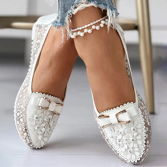 Women's Leather Shoes Soft Sole Women Summer Single Shoes Slip On Shallow Mouth Sandals Elegant Office White Female Footwear