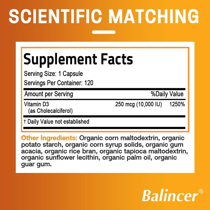 Vitamin D3 Supplement, Supports Calcium Absorption