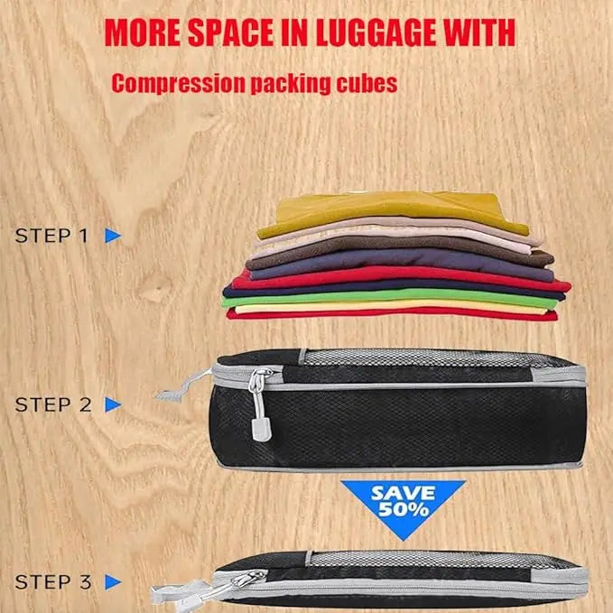 Compression Packing Cubes 5 Pack Luggage Packing Cube for Travel Ultralight Suitcase Organizer Bags Set with Double Zipper and Handle