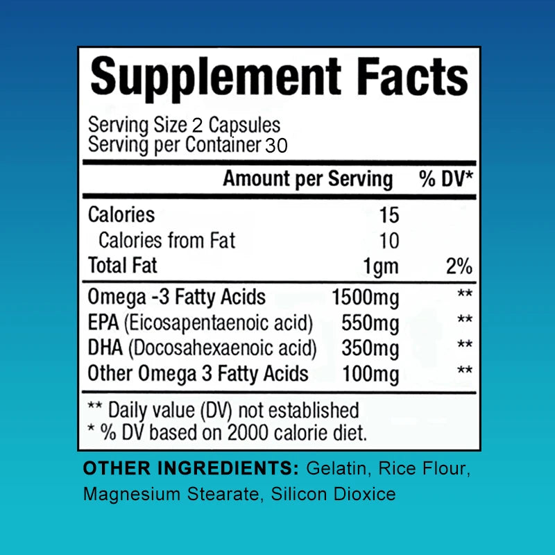 Daitea OMEGA-3, fish oil Including EPA and DHA, Helps Brain, Heart, Immune System,